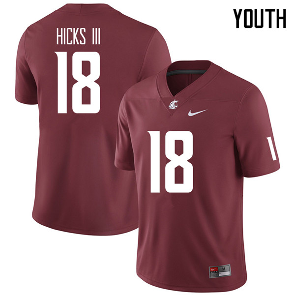 Youth #18 George Hicks III Washington State Cougars College Football Jerseys Sale-Crimson - Click Image to Close